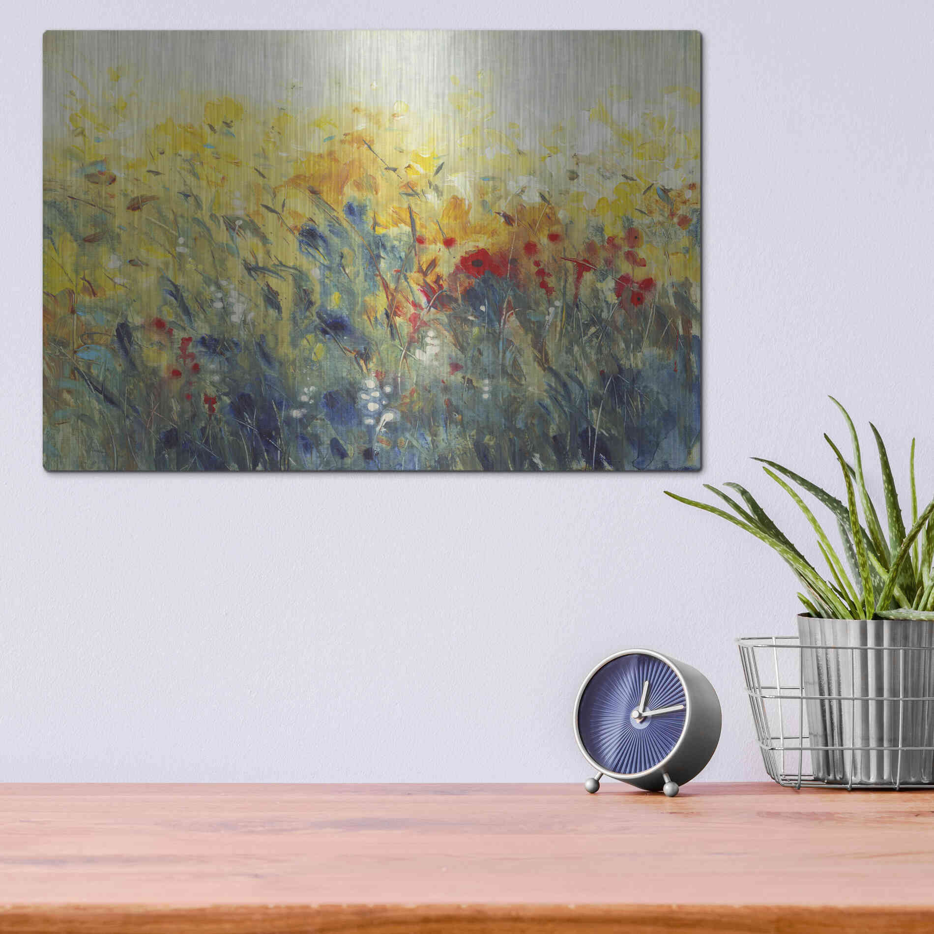Luxe Metal Art 'Flowers Sway I' by Tim O'Toole, Metal Wall Art,16x12