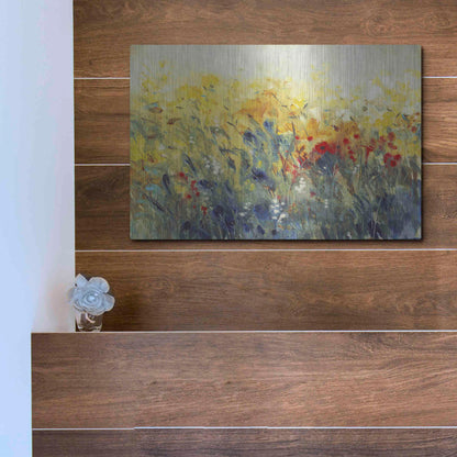 Luxe Metal Art 'Flowers Sway I' by Tim O'Toole, Metal Wall Art,16x12