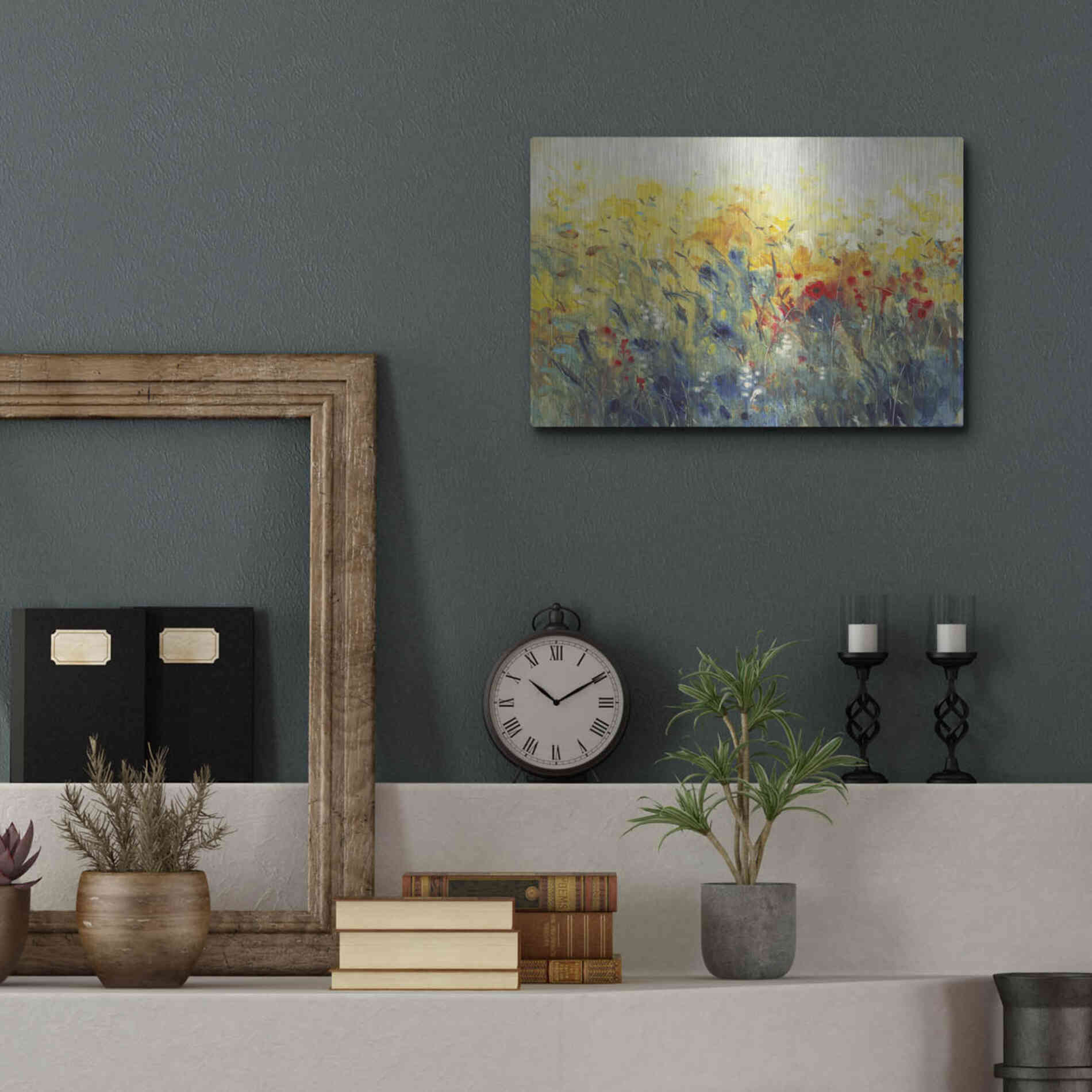 Luxe Metal Art 'Flowers Sway I' by Tim O'Toole, Metal Wall Art,16x12