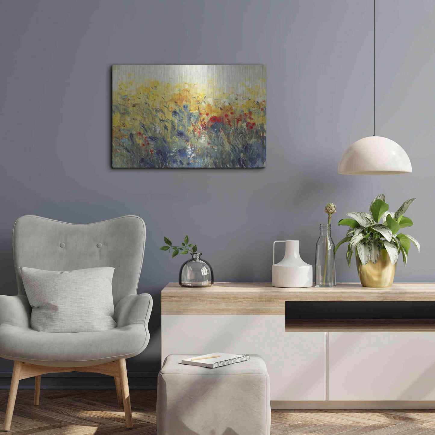 Luxe Metal Art 'Flowers Sway I' by Tim O'Toole, Metal Wall Art,24x16