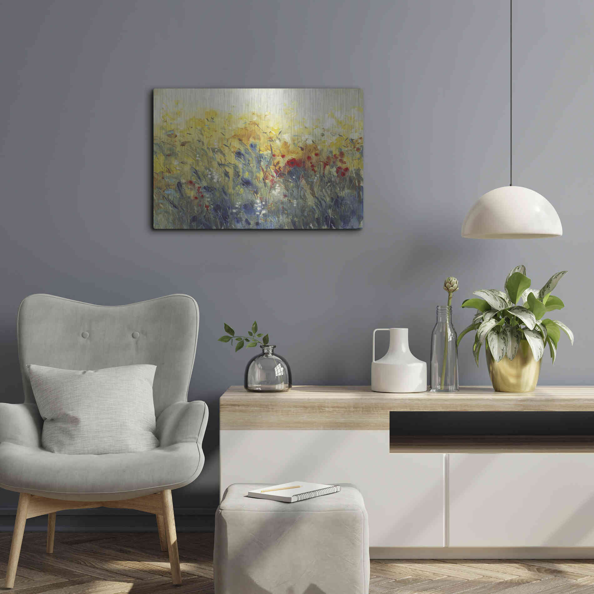 Luxe Metal Art 'Flowers Sway I' by Tim O'Toole, Metal Wall Art,24x16