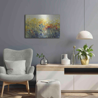 Luxe Metal Art 'Flowers Sway I' by Tim O'Toole, Metal Wall Art,24x16