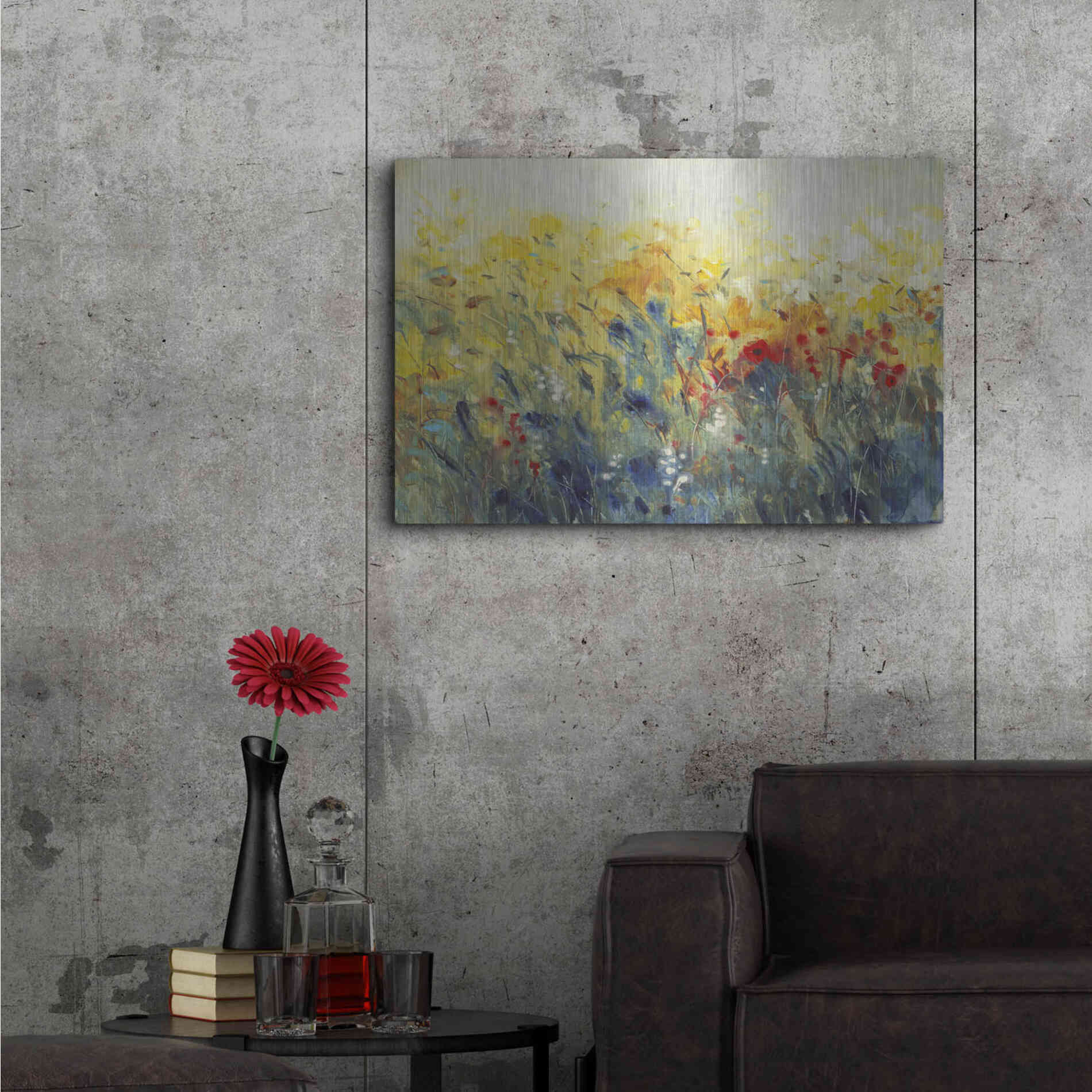 Luxe Metal Art 'Flowers Sway I' by Tim O'Toole, Metal Wall Art,36x24