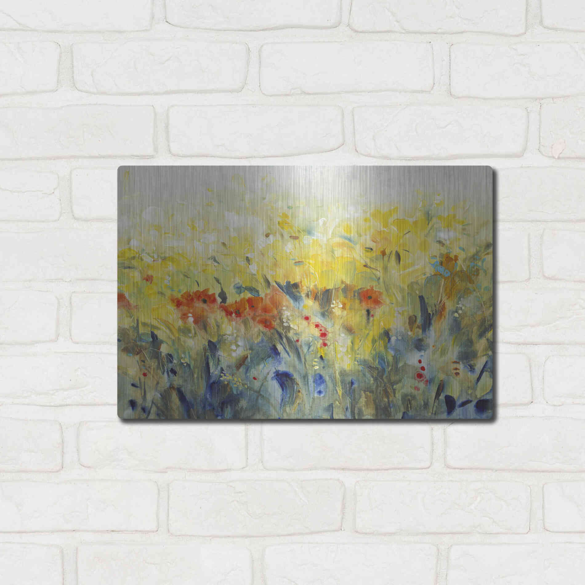 Luxe Metal Art 'Flowers Sway II' by Tim O'Toole, Metal Wall Art,16x12