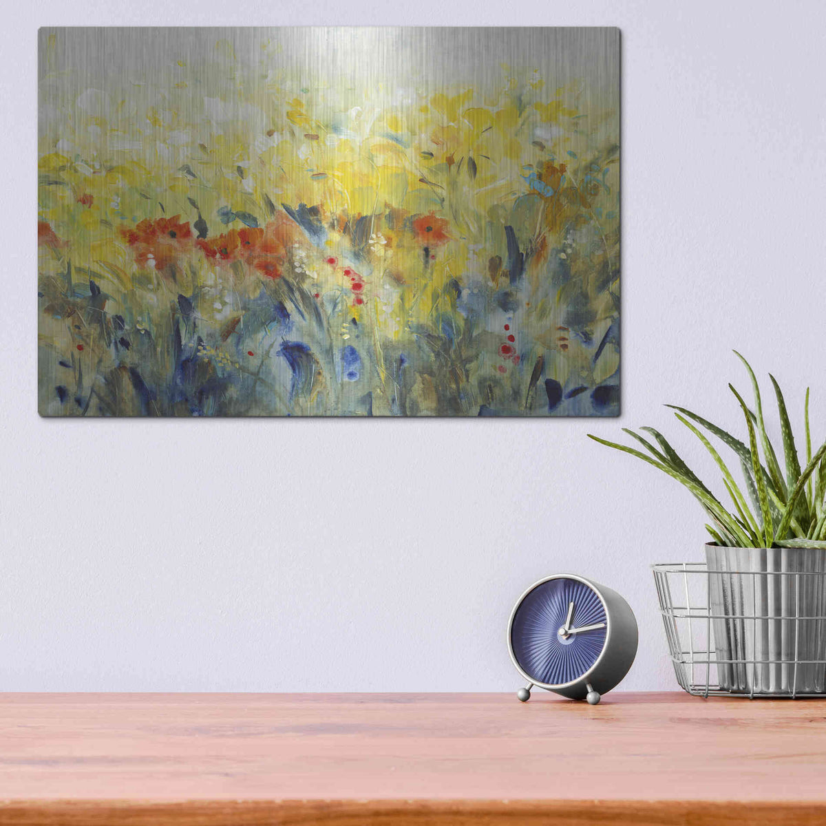 Luxe Metal Art 'Flowers Sway II' by Tim O'Toole, Metal Wall Art,16x12