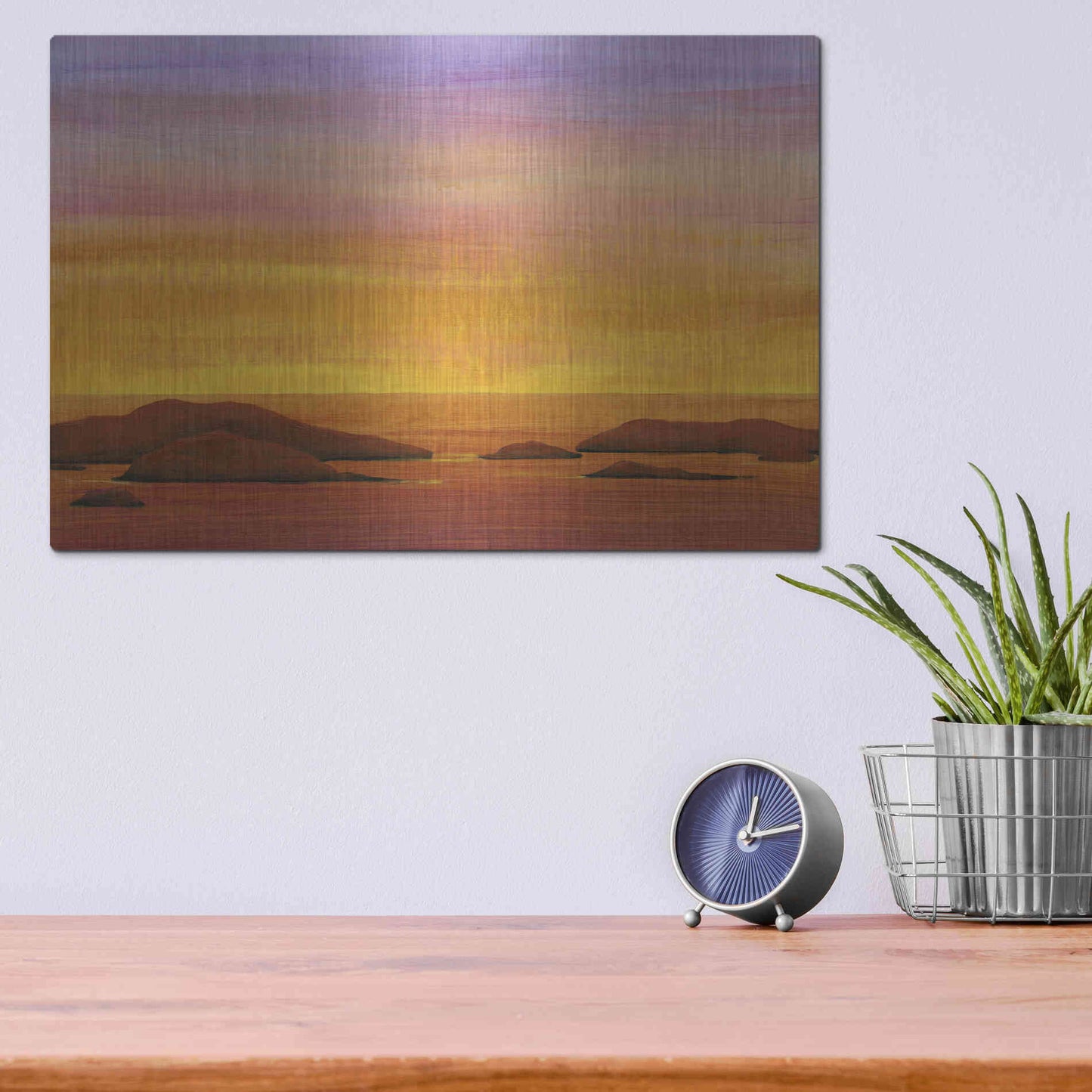 Luxe Metal Art 'Ocean Glow I' by Tim O'Toole, Metal Wall Art,16x12