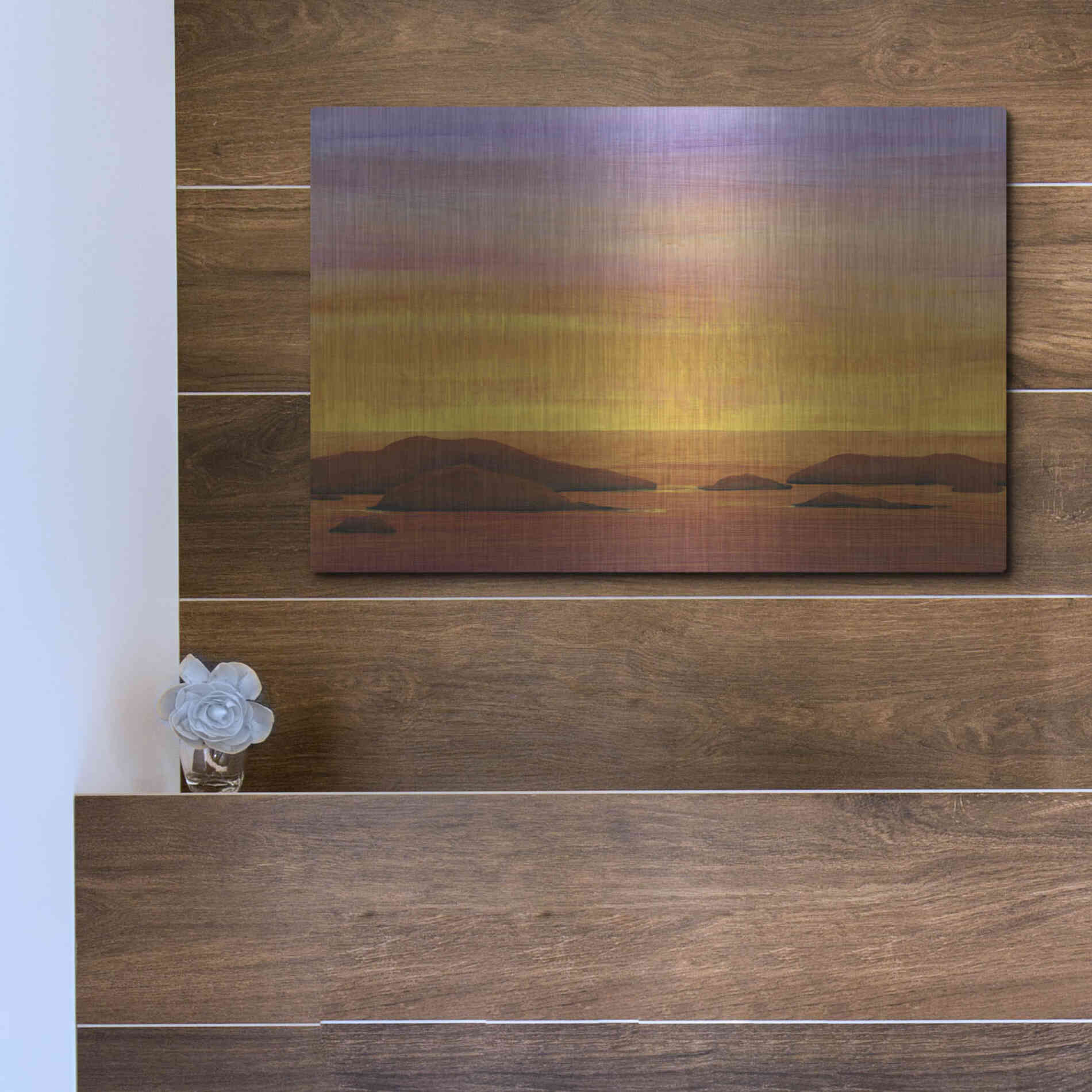 Luxe Metal Art 'Ocean Glow I' by Tim O'Toole, Metal Wall Art,16x12