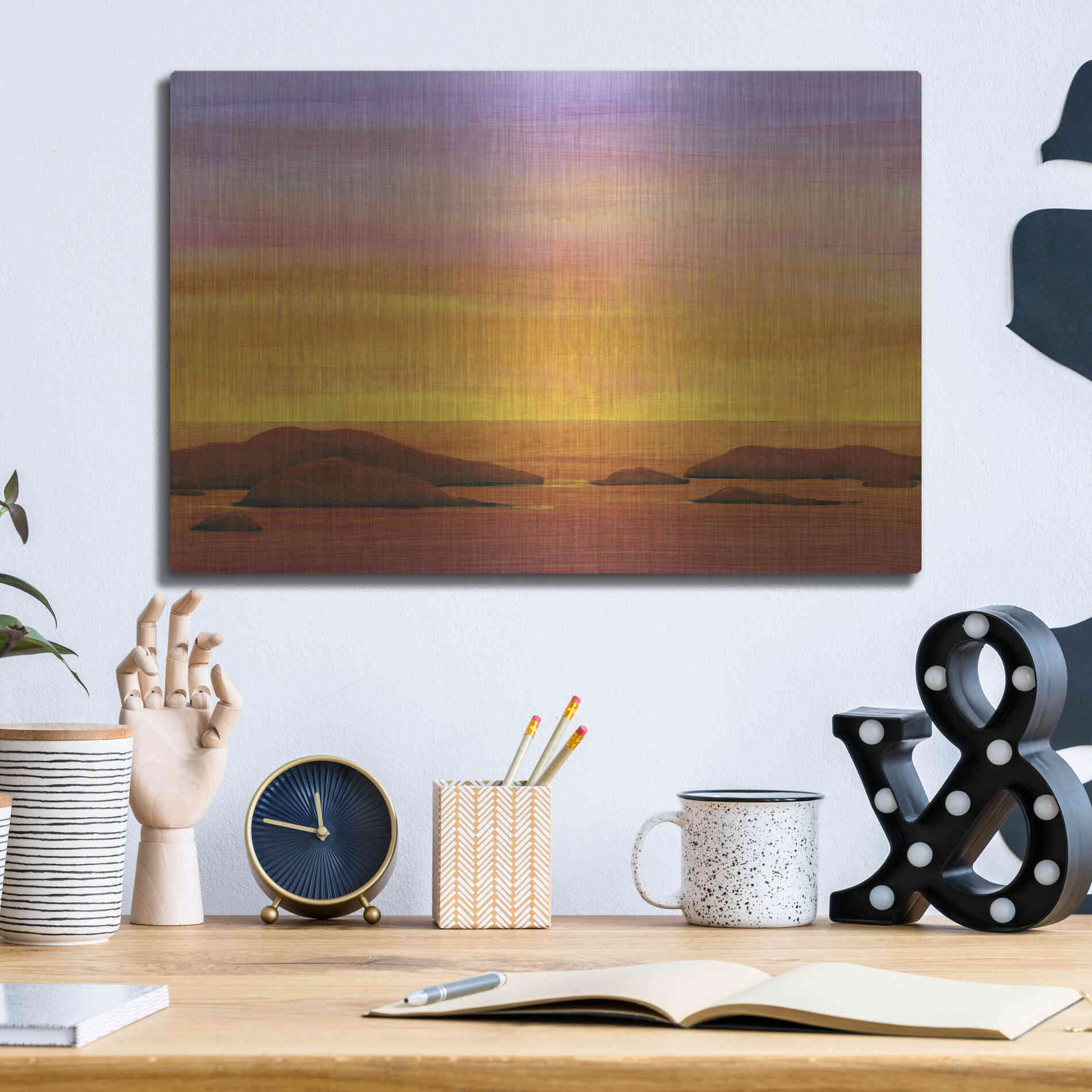 Luxe Metal Art 'Ocean Glow I' by Tim O'Toole, Metal Wall Art,16x12