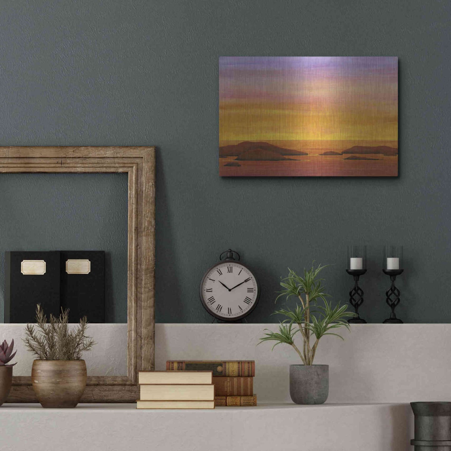 Luxe Metal Art 'Ocean Glow I' by Tim O'Toole, Metal Wall Art,16x12