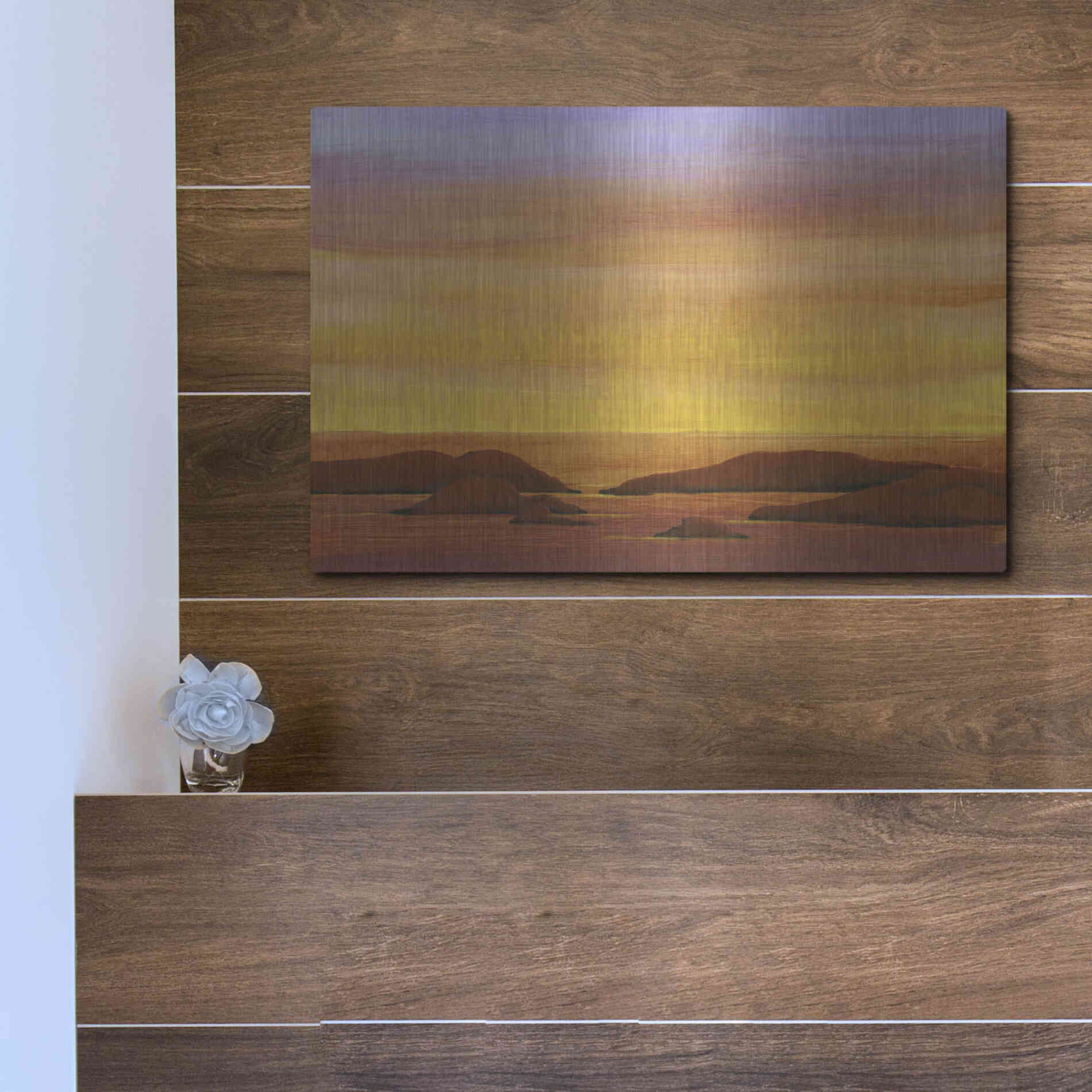 Luxe Metal Art 'Ocean Glow II' by Tim O'Toole, Metal Wall Art,16x12
