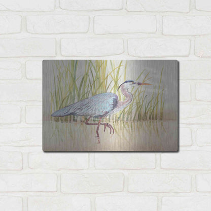 Luxe Metal Art 'Heron & Reeds I' by Tim O'Toole, Metal Wall Art,16x12