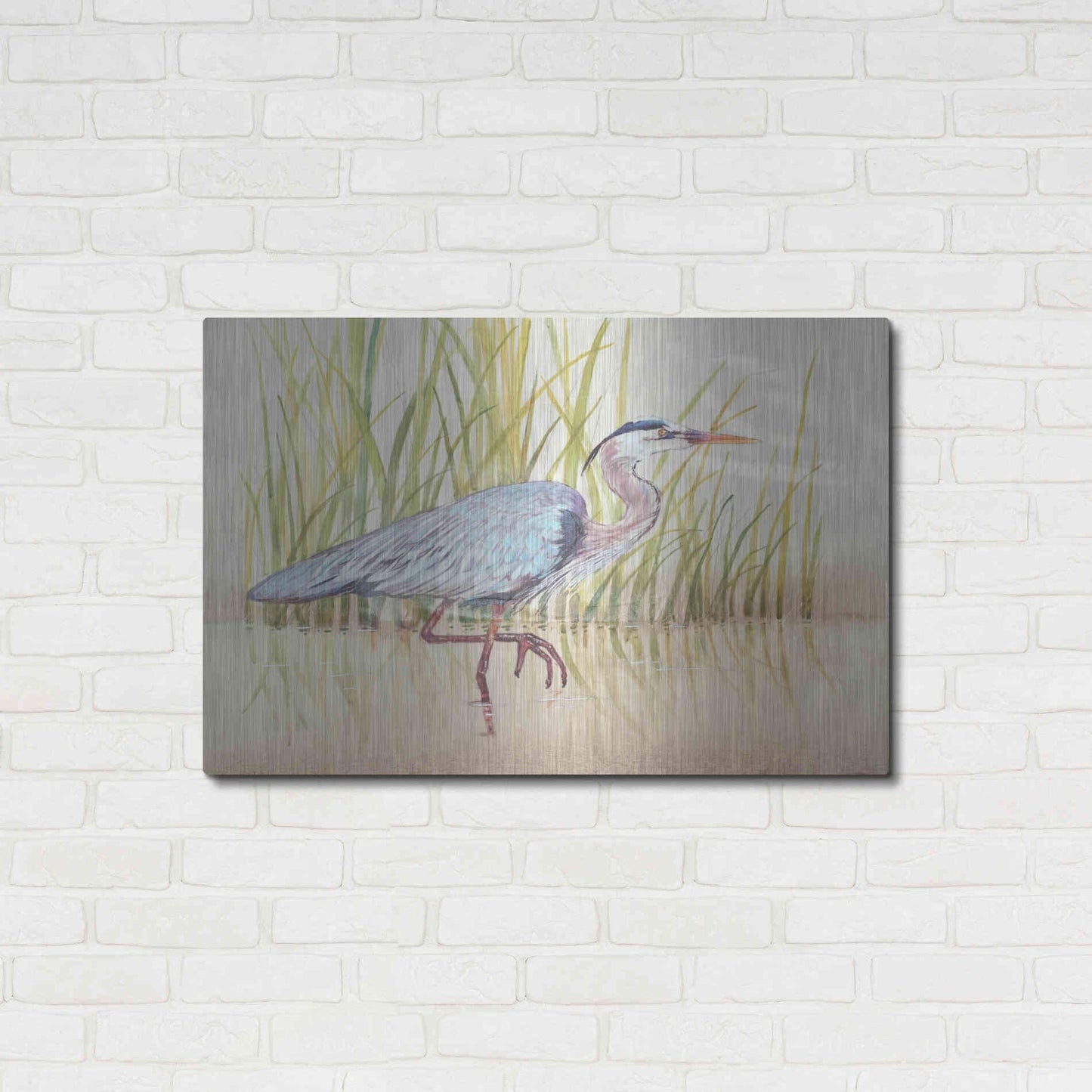 Luxe Metal Art 'Heron & Reeds I' by Tim O'Toole, Metal Wall Art,36x24