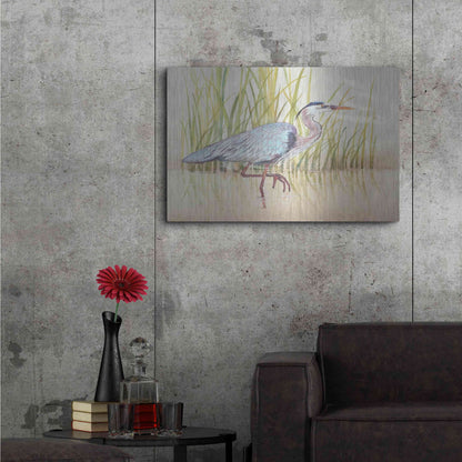 Luxe Metal Art 'Heron & Reeds I' by Tim O'Toole, Metal Wall Art,36x24