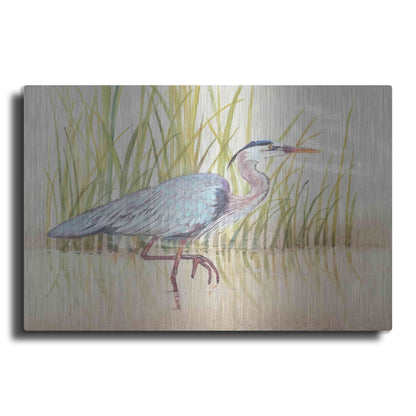 Luxe Metal Art 'Heron & Reeds I' by Tim O'Toole, Metal Wall Art