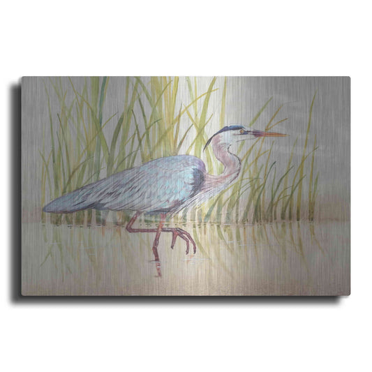 Luxe Metal Art 'Heron & Reeds I' by Tim O'Toole, Metal Wall Art