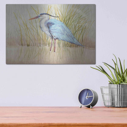 Luxe Metal Art 'Heron & Reeds II' by Tim O'Toole, Metal Wall Art,16x12