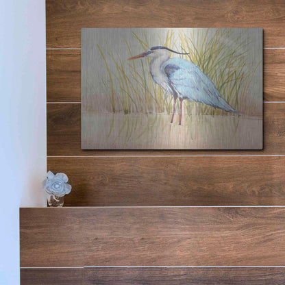 Luxe Metal Art 'Heron & Reeds II' by Tim O'Toole, Metal Wall Art,16x12