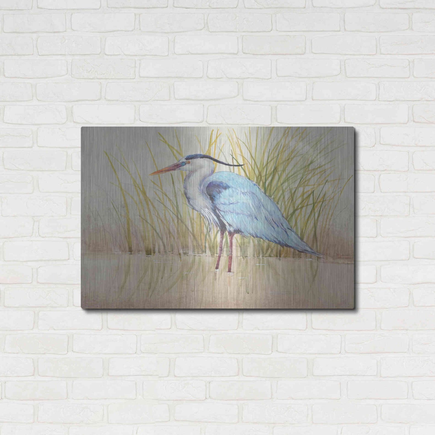 Luxe Metal Art 'Heron & Reeds II' by Tim O'Toole, Metal Wall Art,36x24