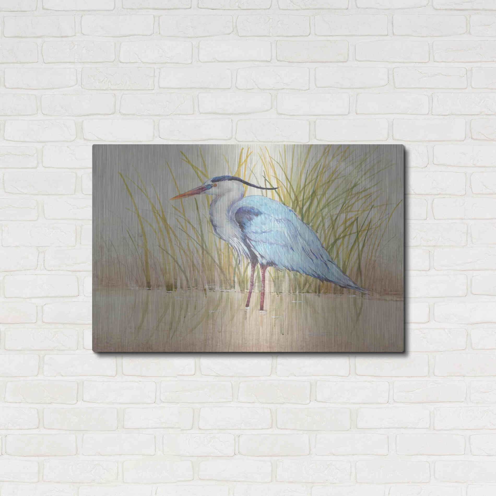 Luxe Metal Art 'Heron & Reeds II' by Tim O'Toole, Metal Wall Art,36x24