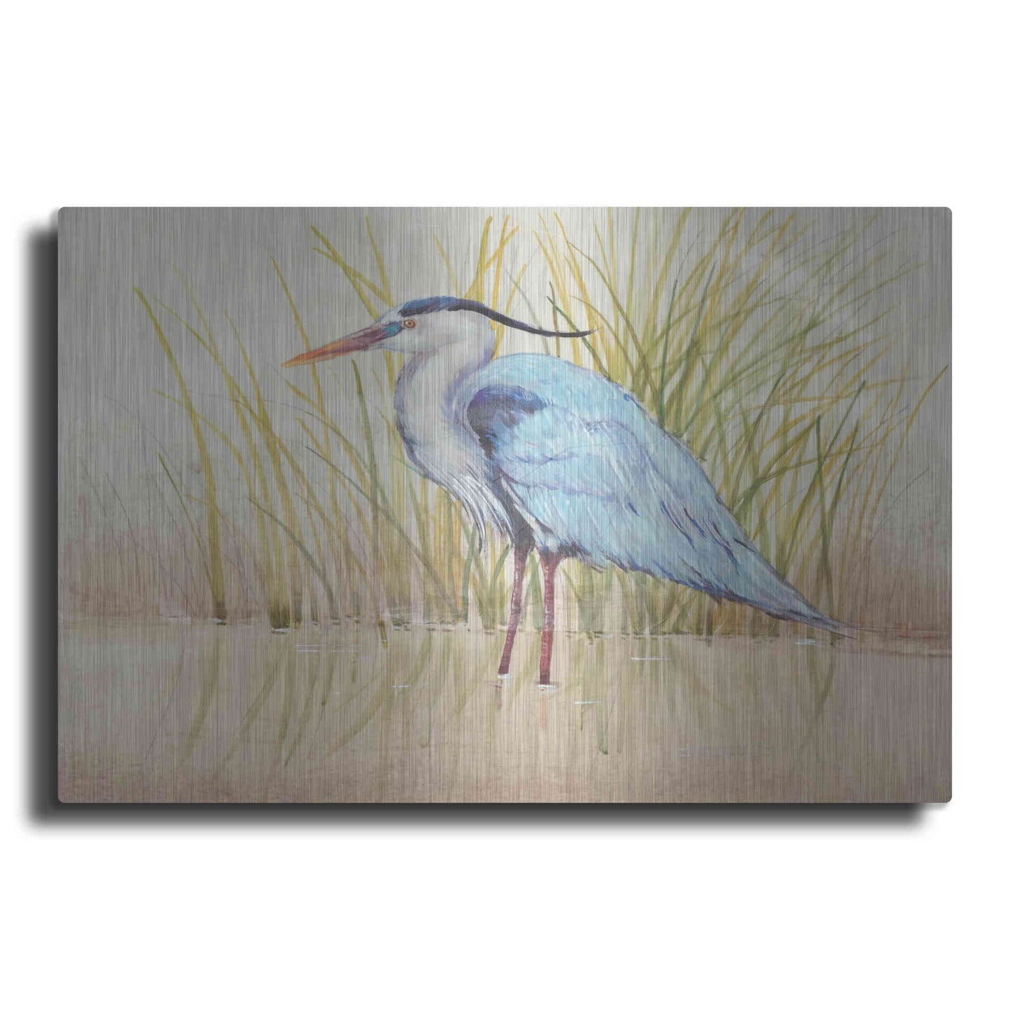 Luxe Metal Art 'Heron & Reeds II' by Tim O'Toole, Metal Wall Art