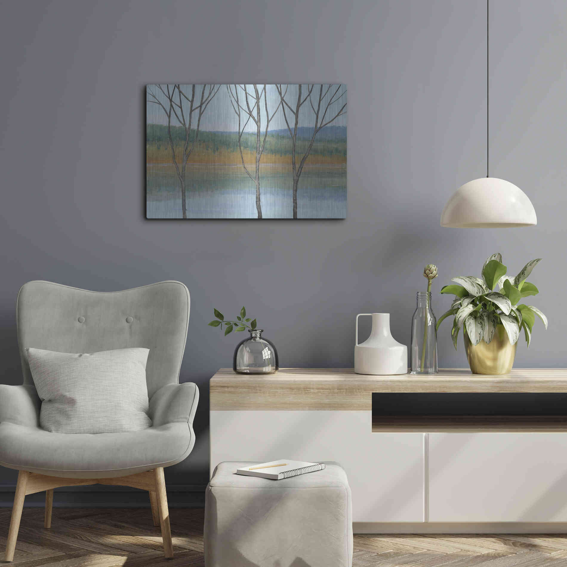 Luxe Metal Art 'Between Water III' by Tim O'Toole, Metal Wall Art,24x16