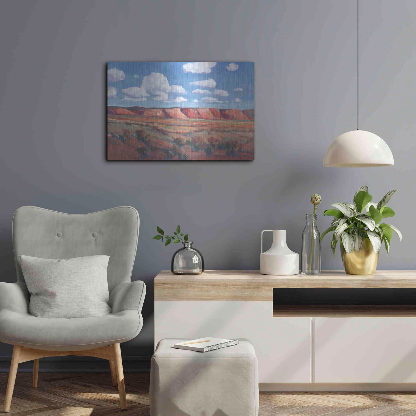 Luxe Metal Art 'Distant Mesa II' by Tim O'Toole, Metal Wall Art,24x16