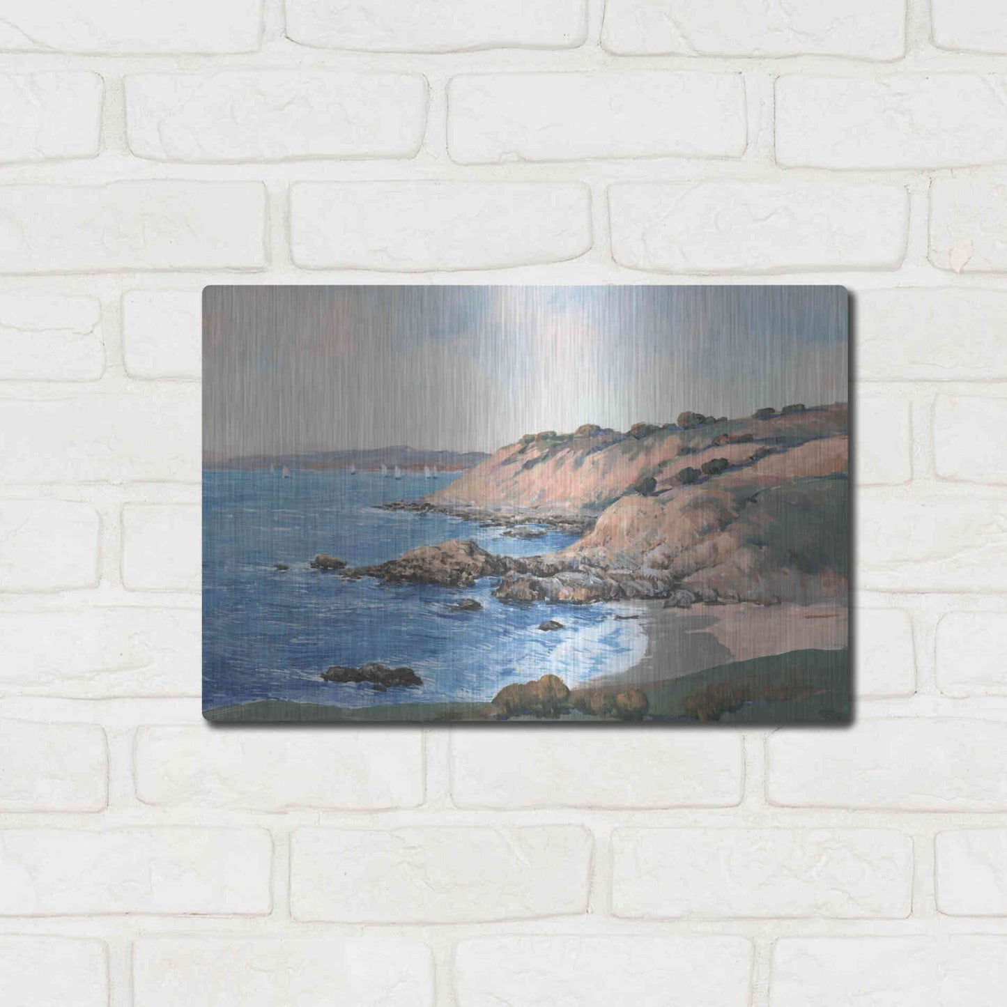 Luxe Metal Art 'Ocean Bay I' by Tim O'Toole, Metal Wall Art,16x12