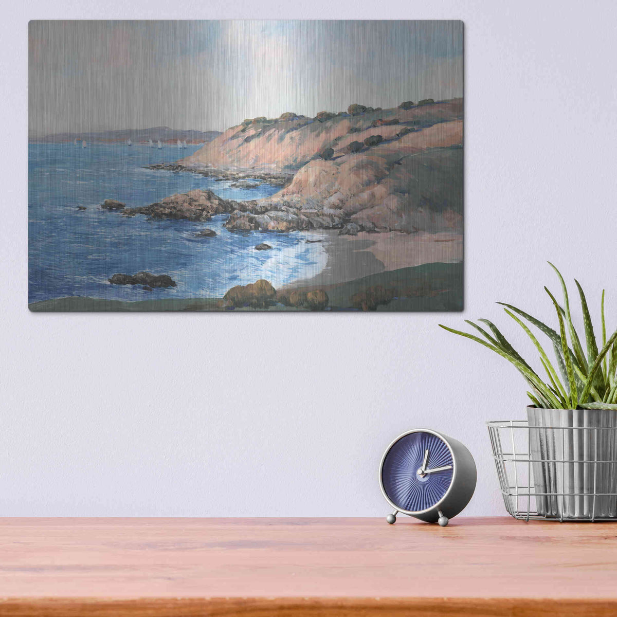 Luxe Metal Art 'Ocean Bay I' by Tim O'Toole, Metal Wall Art,16x12
