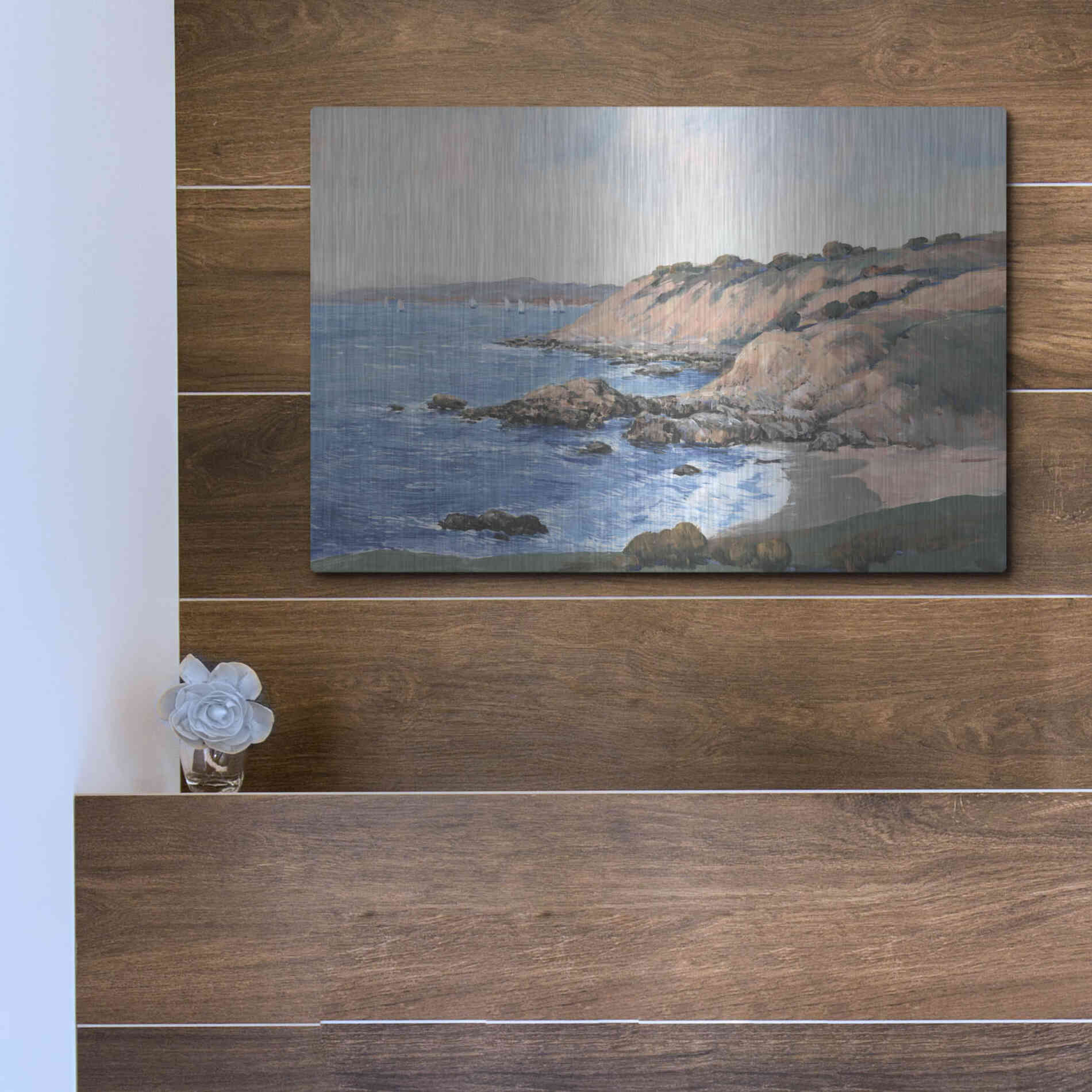 Luxe Metal Art 'Ocean Bay I' by Tim O'Toole, Metal Wall Art,16x12