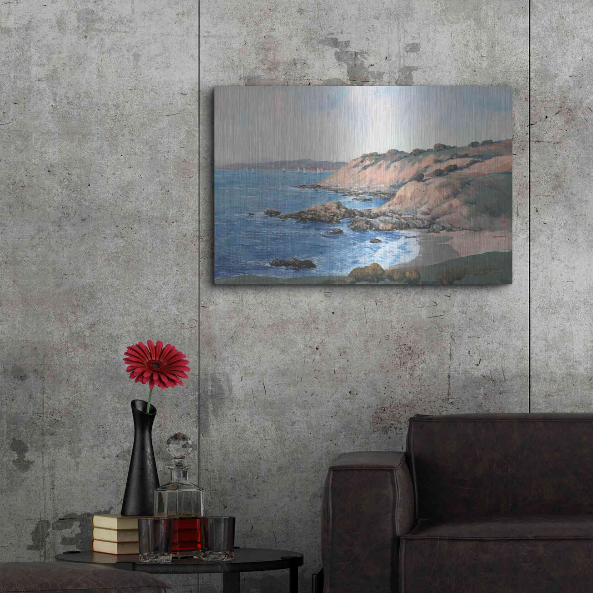 Luxe Metal Art 'Ocean Bay I' by Tim O'Toole, Metal Wall Art,36x24