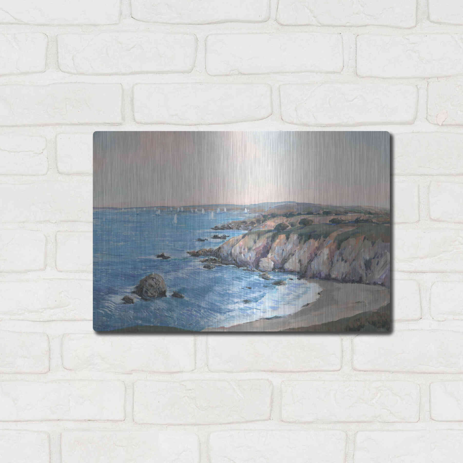 Luxe Metal Art 'Ocean Bay II' by Tim O'Toole, Metal Wall Art,16x12