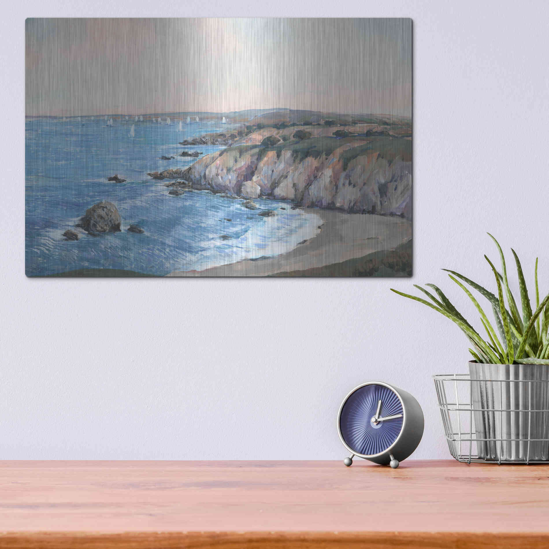 Luxe Metal Art 'Ocean Bay II' by Tim O'Toole, Metal Wall Art,16x12