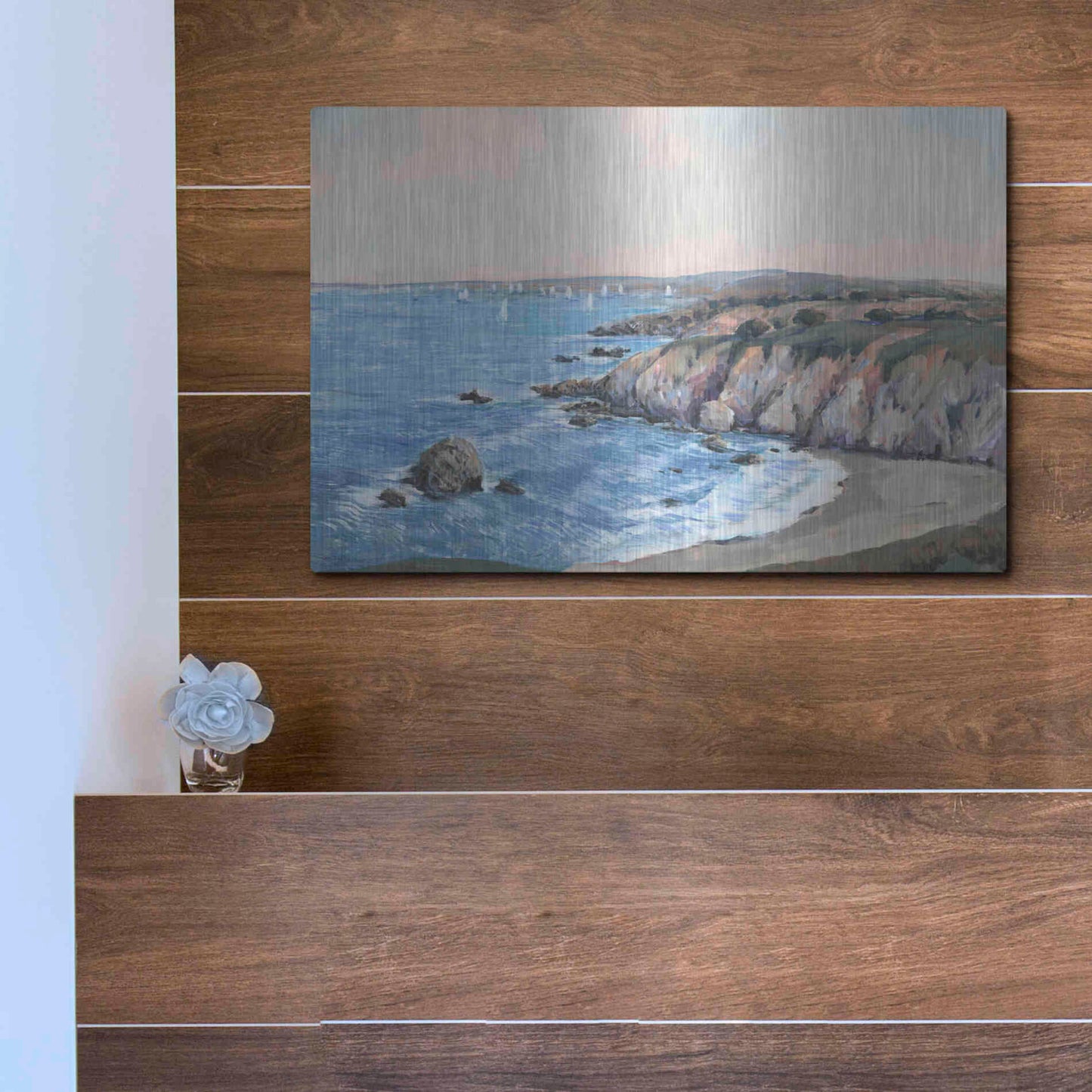 Luxe Metal Art 'Ocean Bay II' by Tim O'Toole, Metal Wall Art,16x12