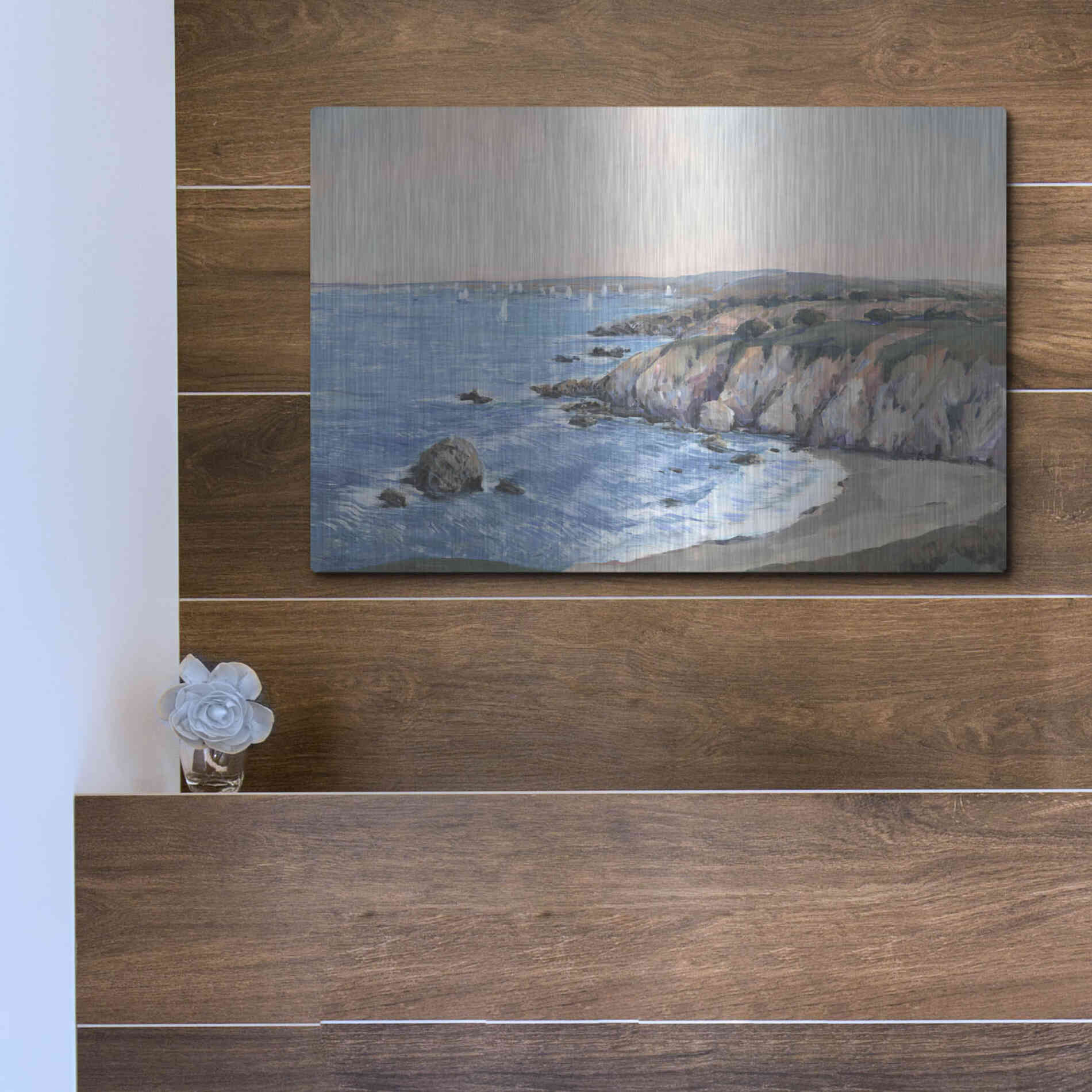 Luxe Metal Art 'Ocean Bay II' by Tim O'Toole, Metal Wall Art,16x12