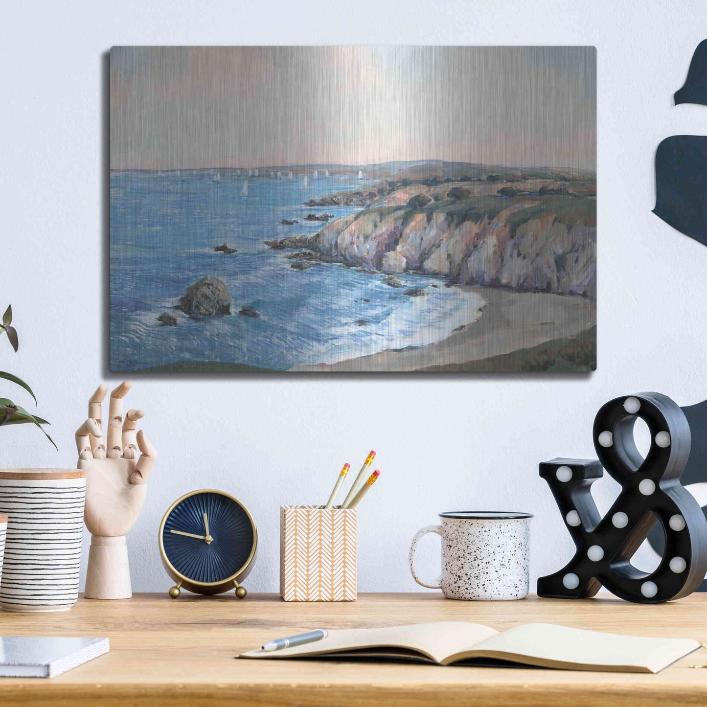 Luxe Metal Art 'Ocean Bay II' by Tim O'Toole, Metal Wall Art,16x12