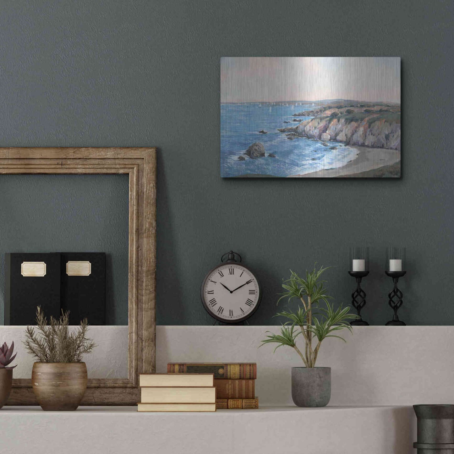 Luxe Metal Art 'Ocean Bay II' by Tim O'Toole, Metal Wall Art,16x12