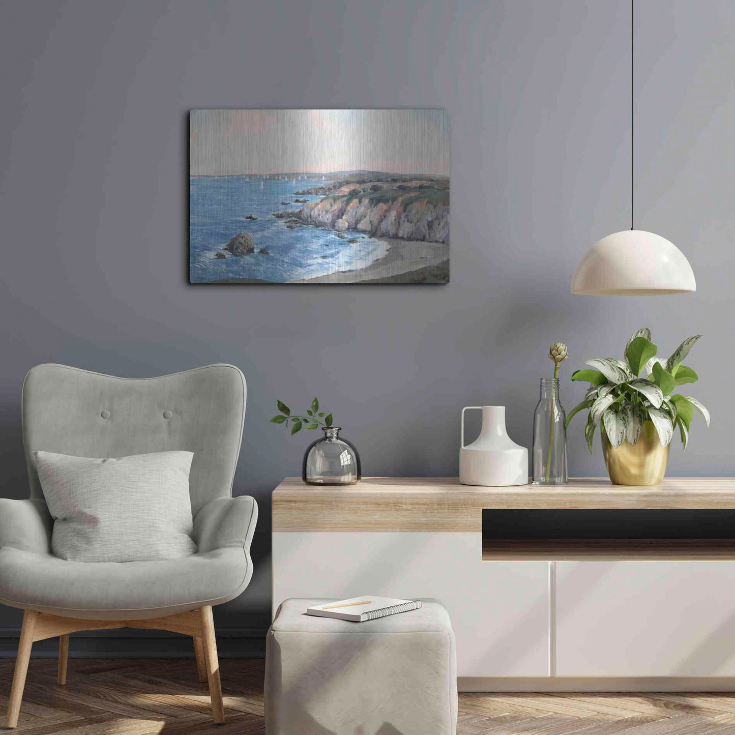 Luxe Metal Art 'Ocean Bay II' by Tim O'Toole, Metal Wall Art,24x16