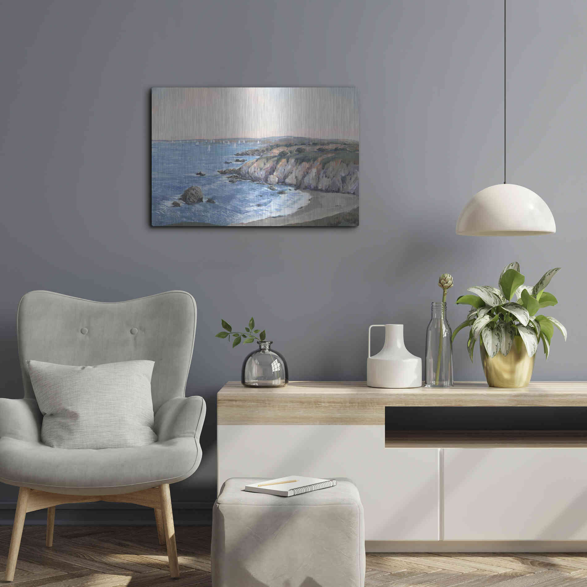 Luxe Metal Art 'Ocean Bay II' by Tim O'Toole, Metal Wall Art,24x16