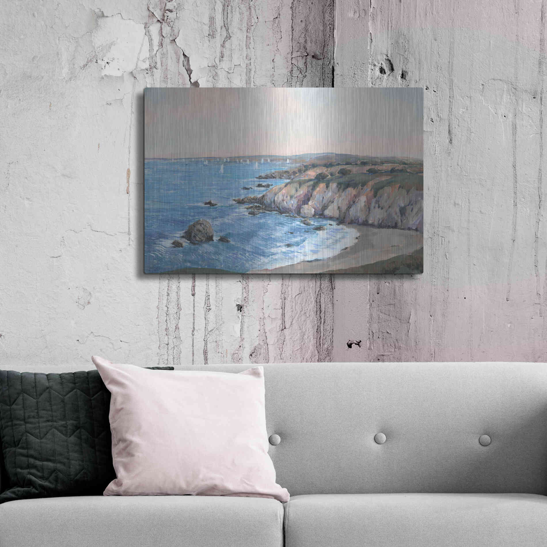 Luxe Metal Art 'Ocean Bay II' by Tim O'Toole, Metal Wall Art,36x24