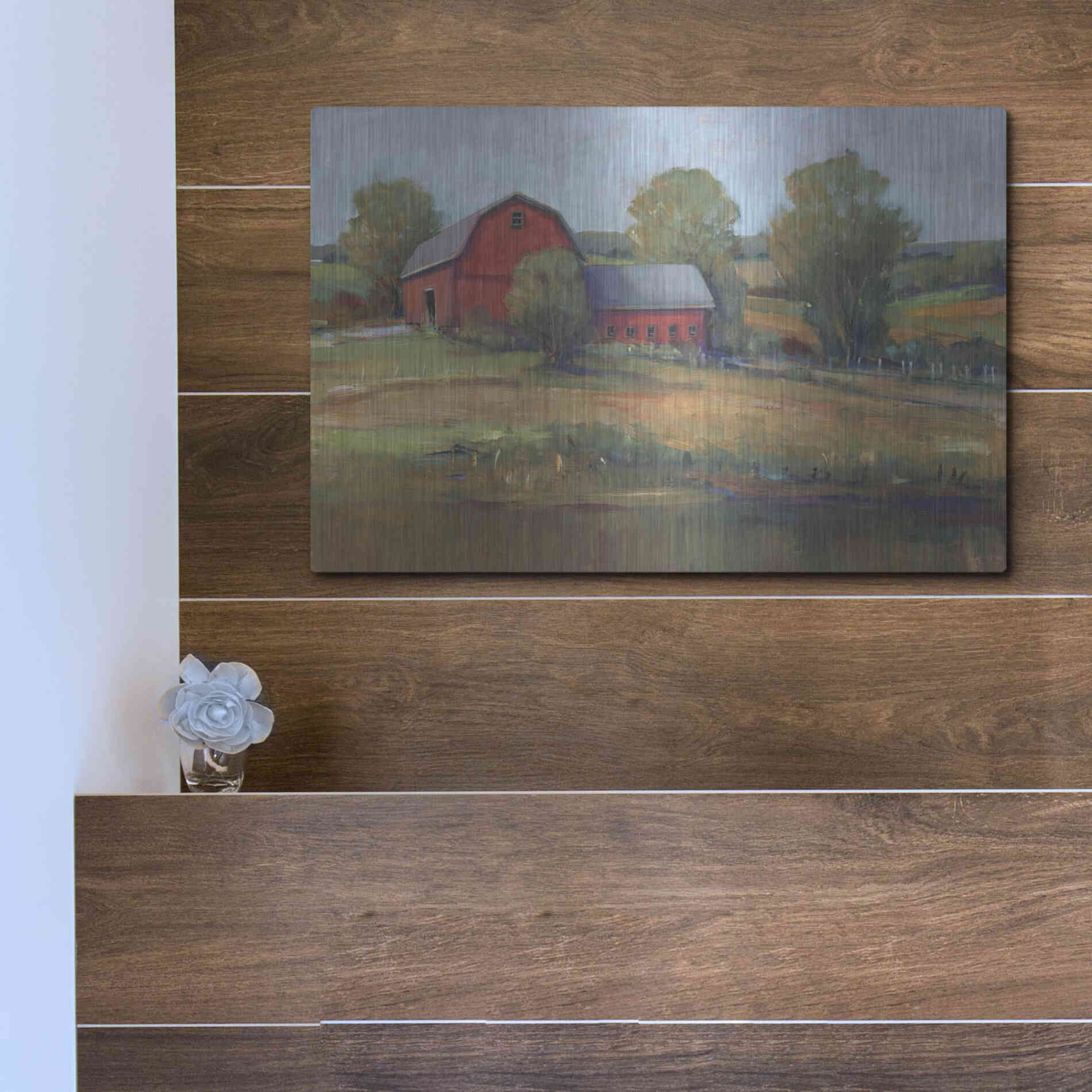Luxe Metal Art 'Country Barn I' by Tim O'Toole, Metal Wall Art,16x12