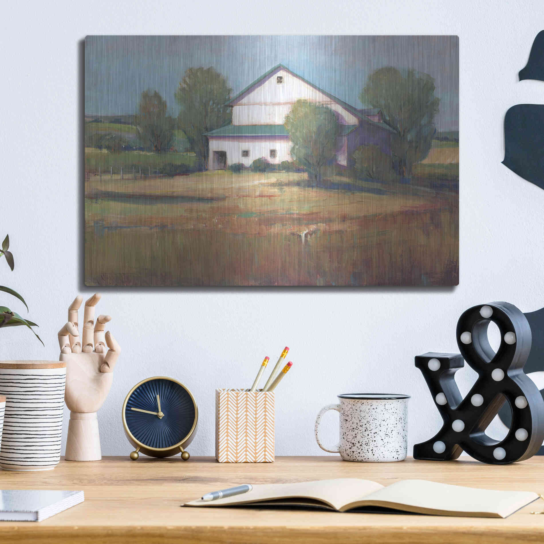 Luxe Metal Art 'Country Barn II' by Tim O'Toole, Metal Wall Art,16x12