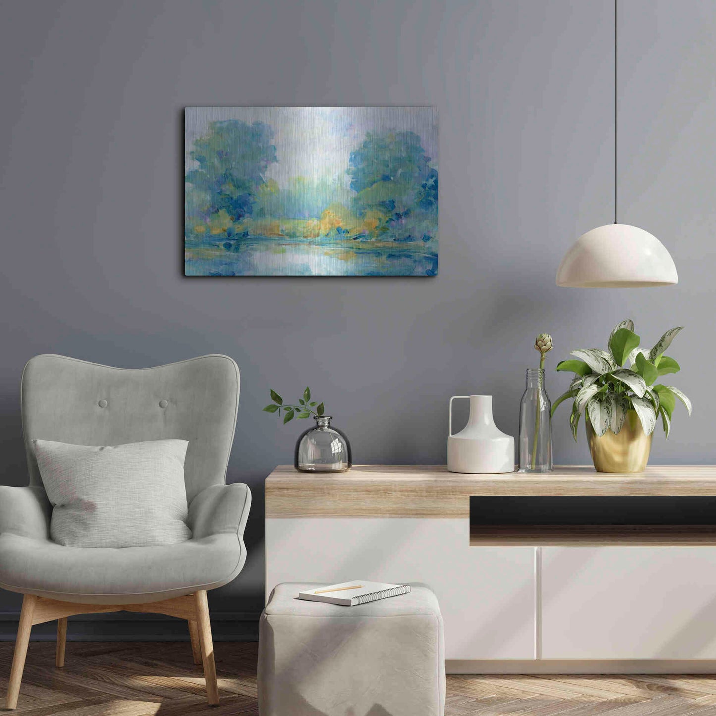 Luxe Metal Art 'Quiet Morning I' by Tim O'Toole, Metal Wall Art,24x16