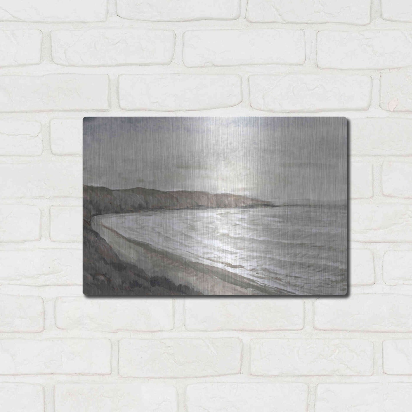 Luxe Metal Art 'Coastal Shoreline I' by Tim O'Toole, Metal Wall Art,16x12