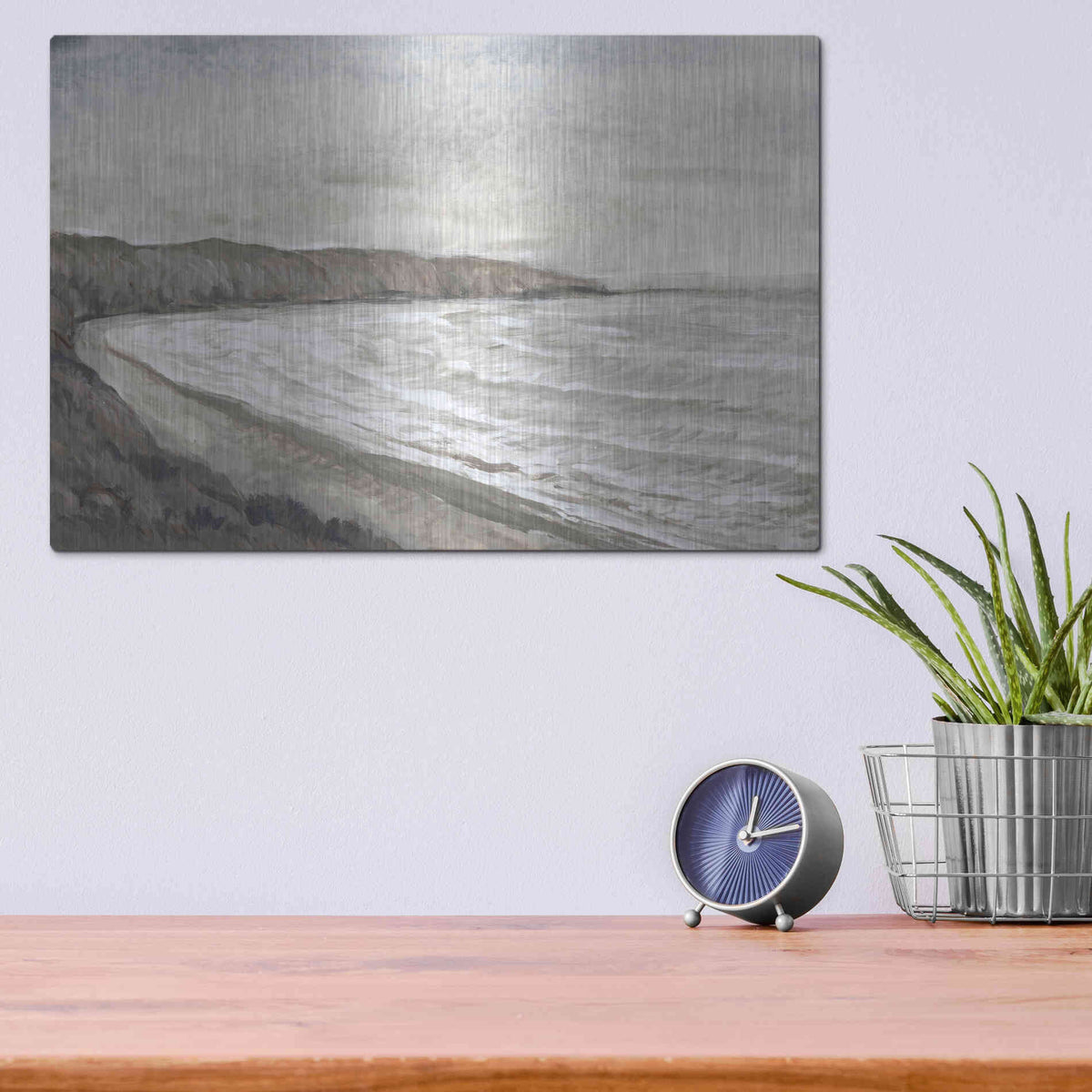 Luxe Metal Art 'Coastal Shoreline I' by Tim O'Toole, Metal Wall Art,16x12