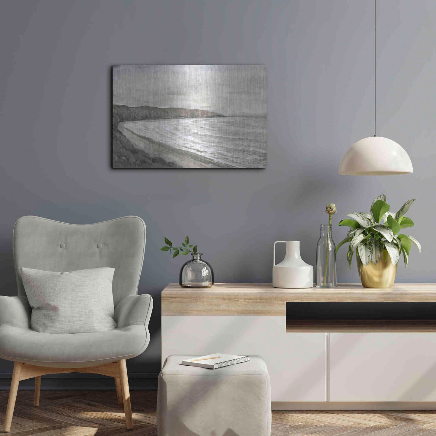 Luxe Metal Art 'Coastal Shoreline I' by Tim O'Toole, Metal Wall Art,24x16