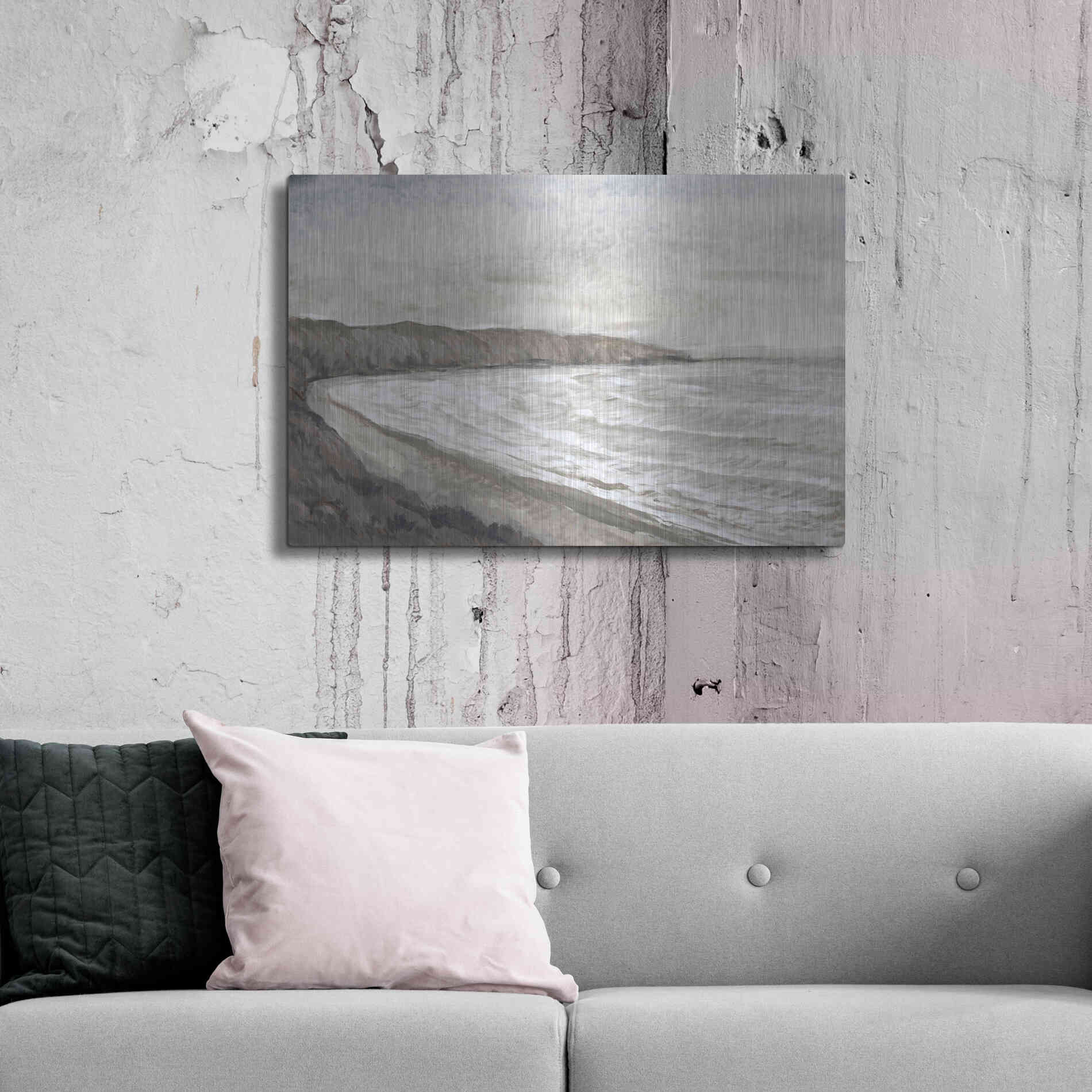 Luxe Metal Art 'Coastal Shoreline I' by Tim O'Toole, Metal Wall Art,36x24