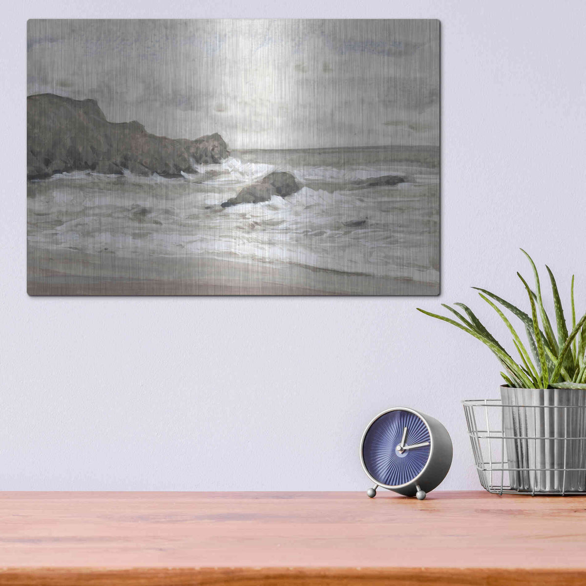 Luxe Metal Art 'Coastal Shoreline II' by Tim O'Toole, Metal Wall Art,16x12