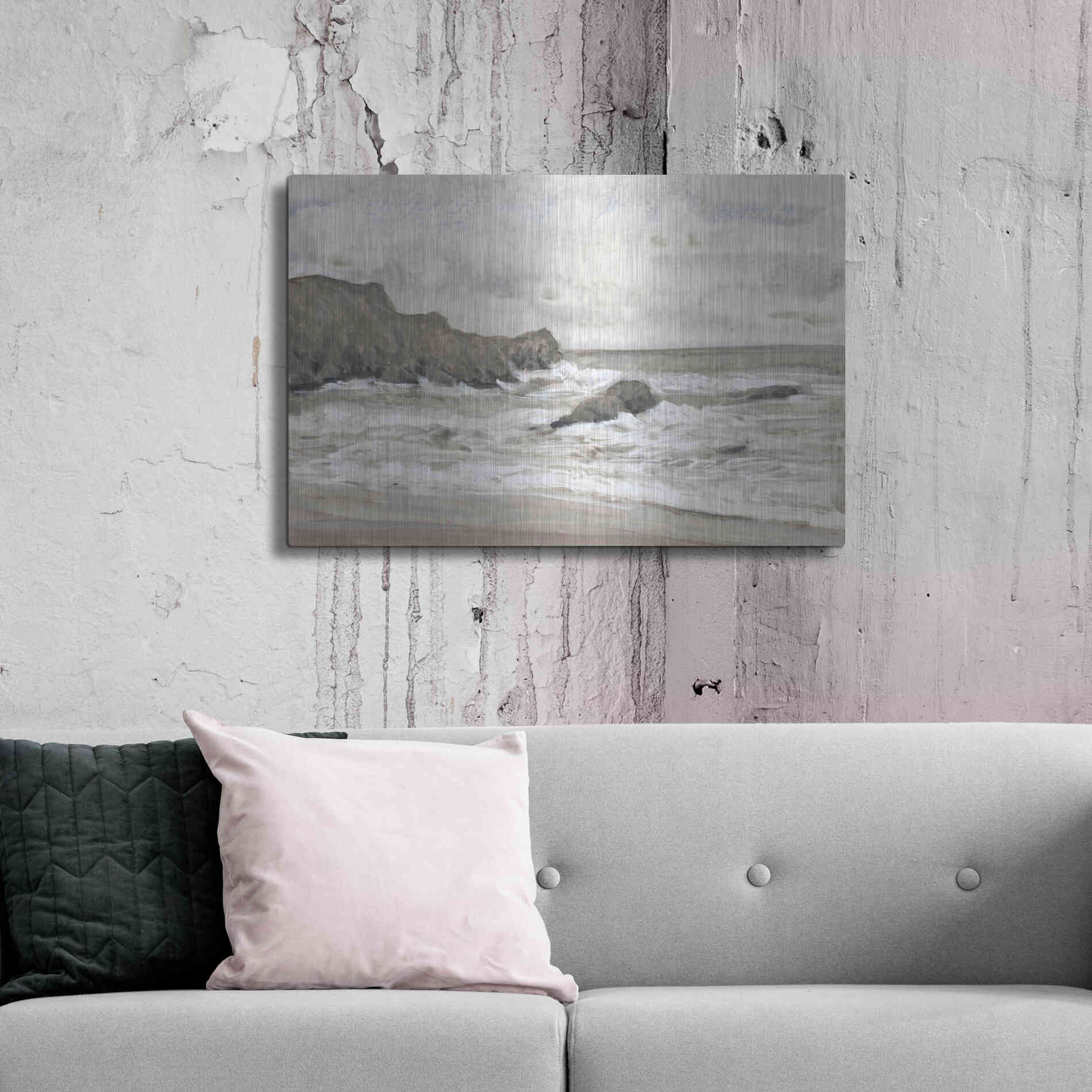 Luxe Metal Art 'Coastal Shoreline II' by Tim O'Toole, Metal Wall Art,36x24