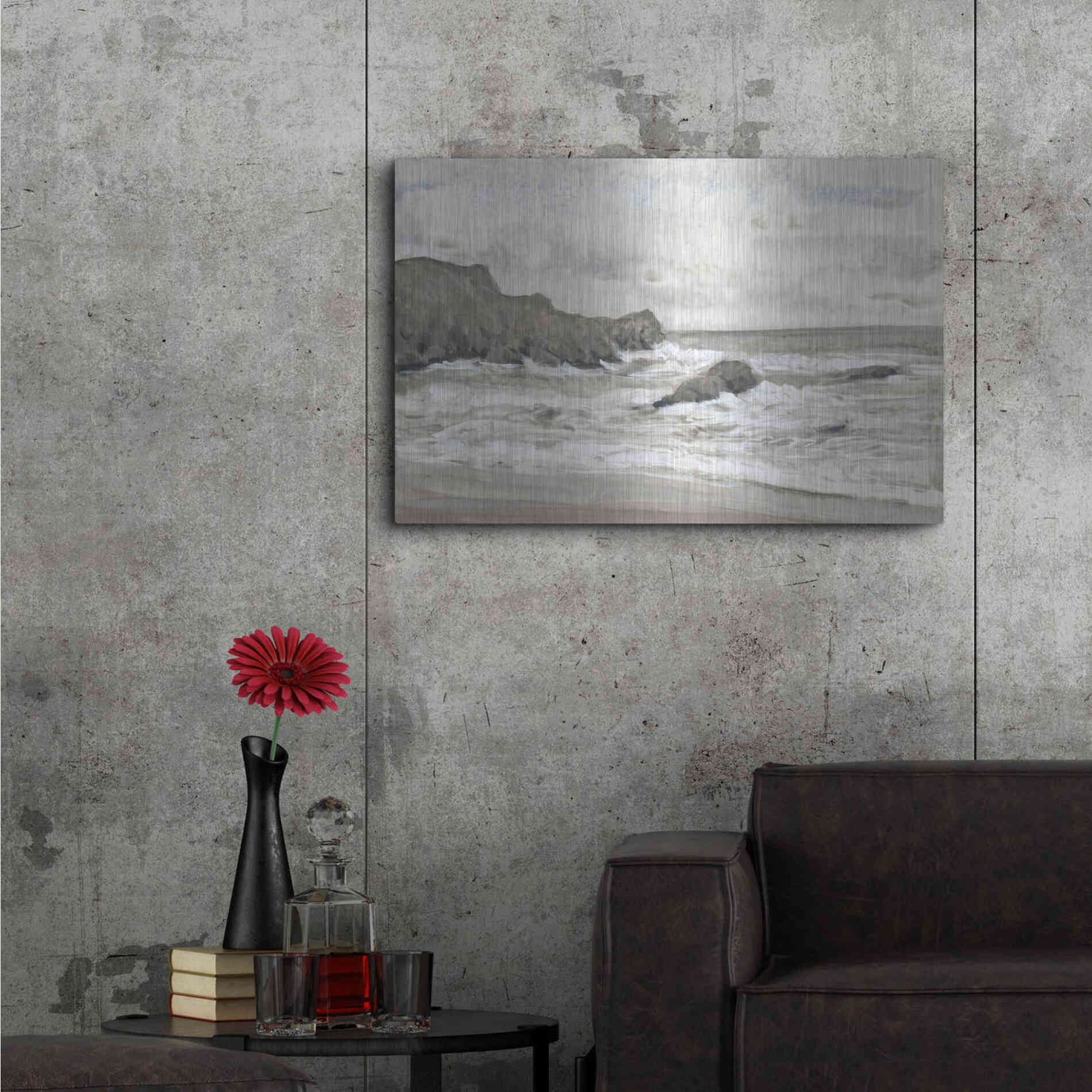 Luxe Metal Art 'Coastal Shoreline II' by Tim O'Toole, Metal Wall Art,36x24