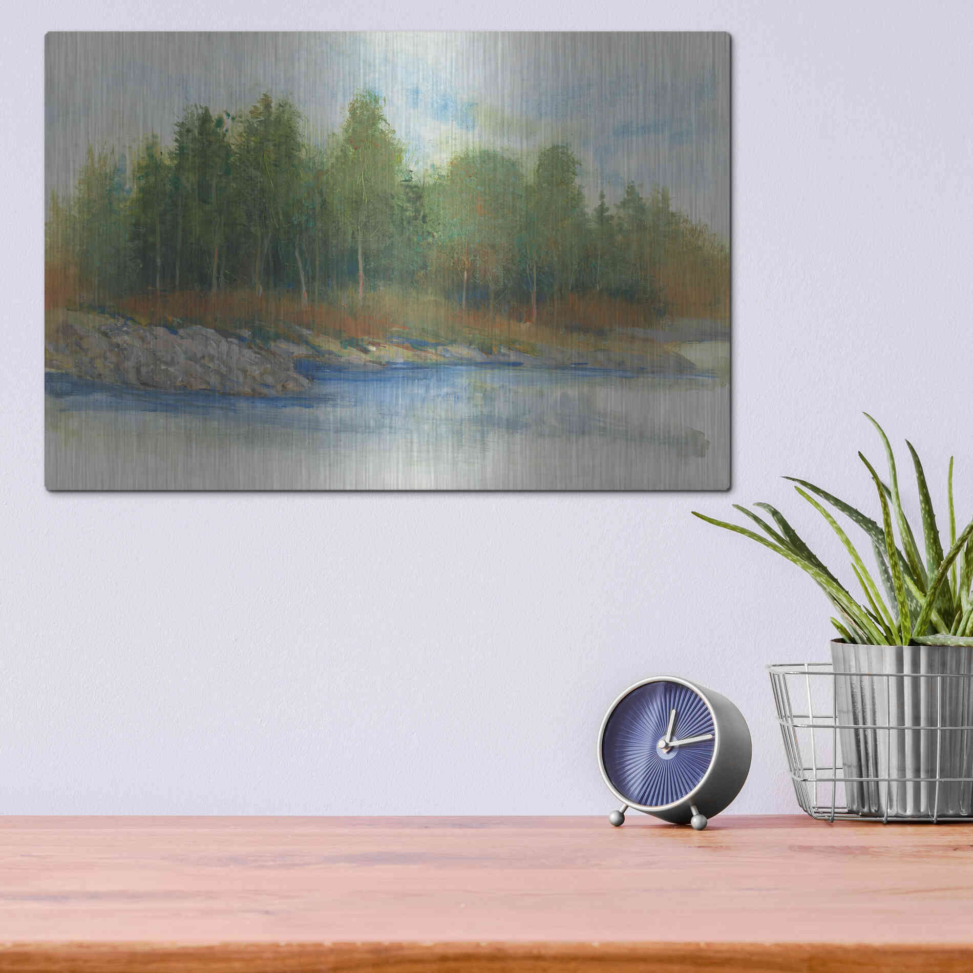 Luxe Metal Art 'From the Banks I' by Tim O'Toole, Metal Wall Art,16x12